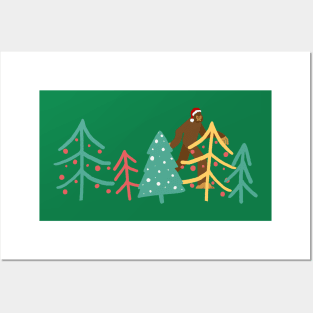 A Very Christmas Bigfoot Amongst the Decorated Trees Posters and Art